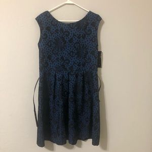 NWOT | Blue and Black Floral High Neck Dress